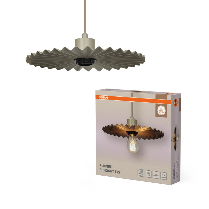 OSRAM DECOR Plisse Pendant Pendelleuchte E27 Beige