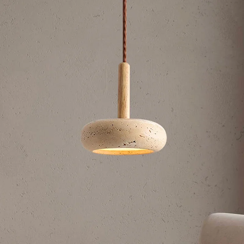Wabi-Sabi Runde Stein Pendelleuchte für Moderne Restaurants und Wohnräume