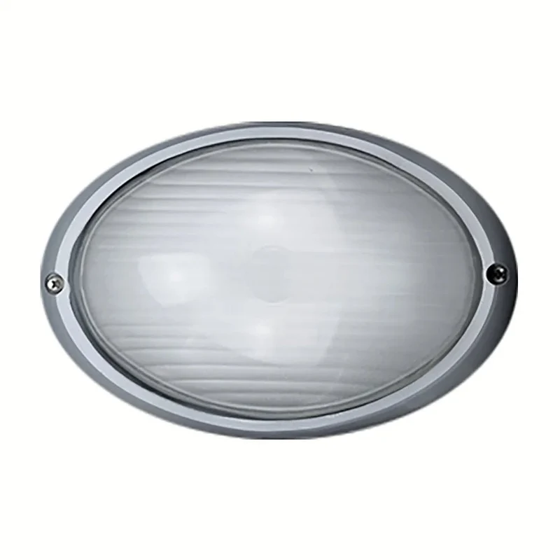 Ovale Außen- & Balkonleuchte grau – Aluminiumguss, E27, IP54