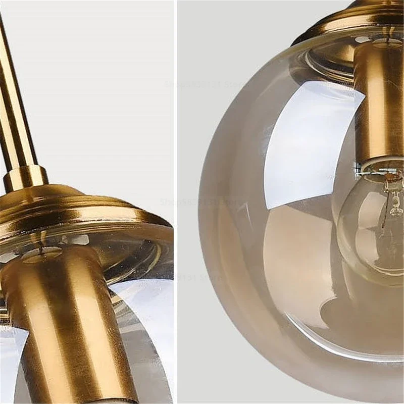 Moderne Graue Glaskugel Pendelleuchte für Esszimmer und Schlafzimmer