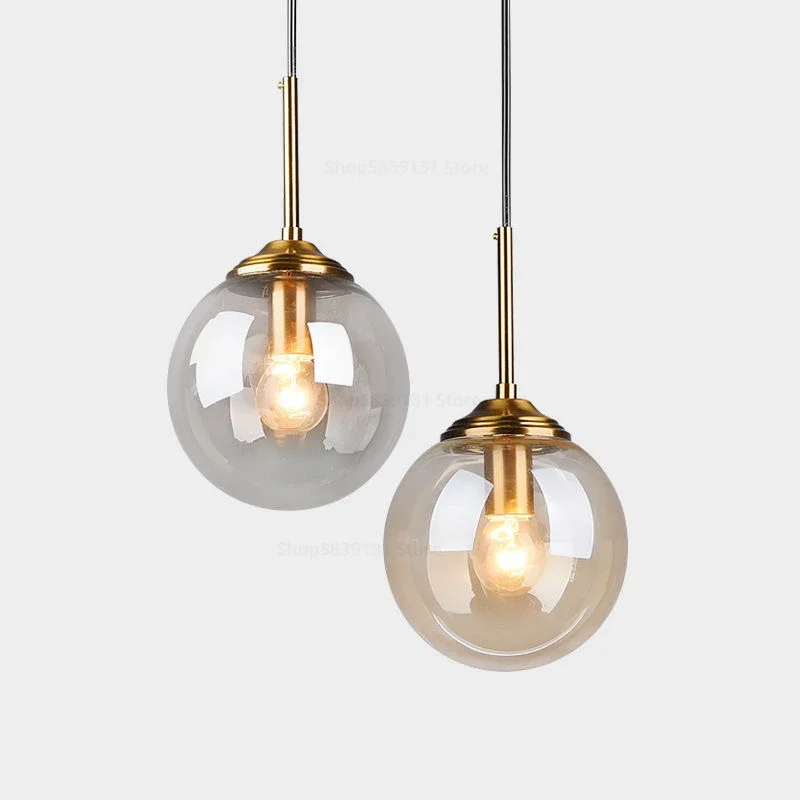 Moderne Graue Glaskugel Pendelleuchte für Esszimmer und Schlafzimmer