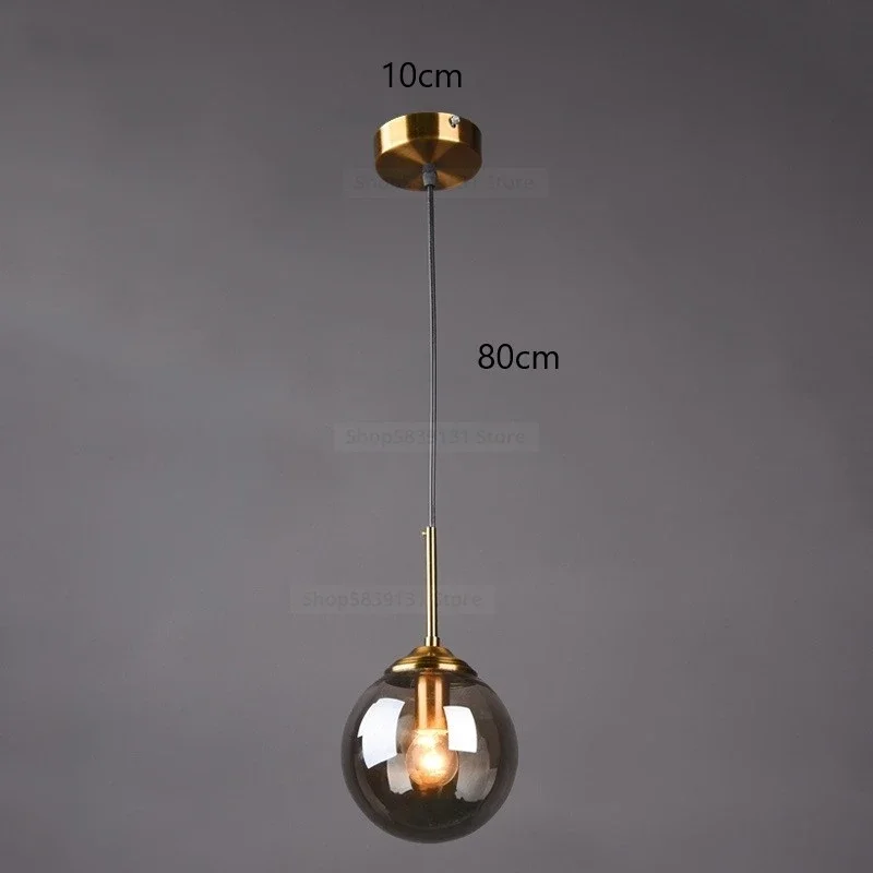 Moderne Graue Glaskugel Pendelleuchte für Esszimmer und Schlafzimmer