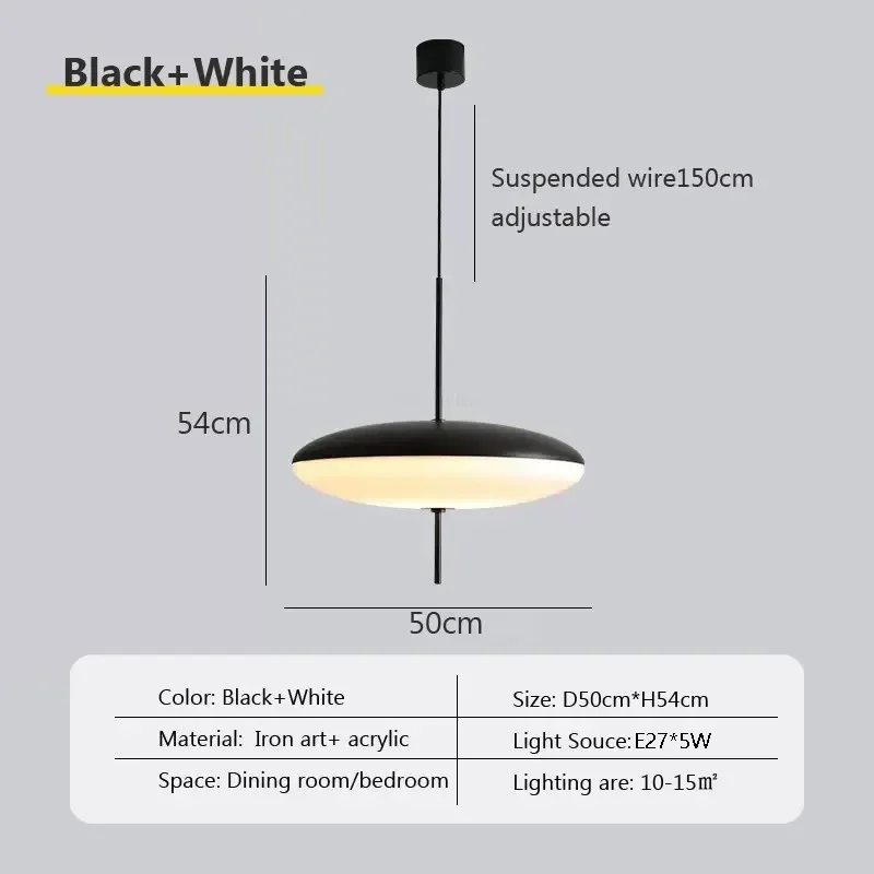 Nordische Untertassen LED Pendelleuchte für Wohnzimmer und Café Breite Form