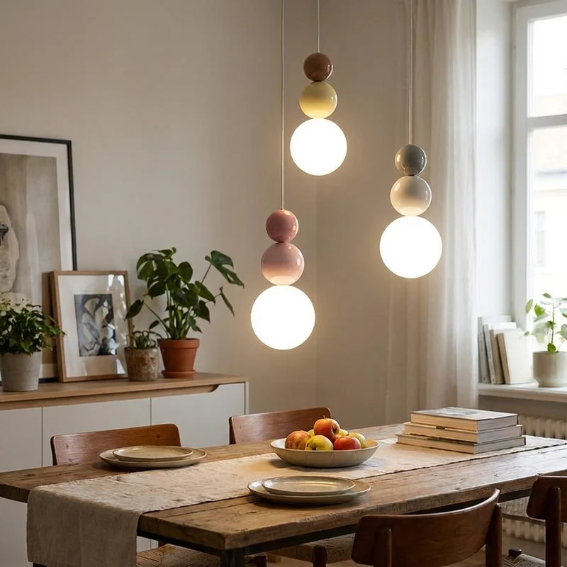 Nordische Creme Pendelleuchte Sanft für Schlafzimmer und Wohnzimmer