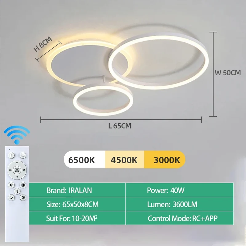 Moderne Dimmbare LED Deckenleuchte für Wohnzimmer und Schlafzimmer