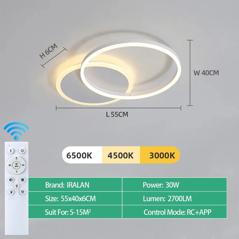 Moderne Dimmbare LED Deckenleuchte für Wohnzimmer und Schlafzimmer