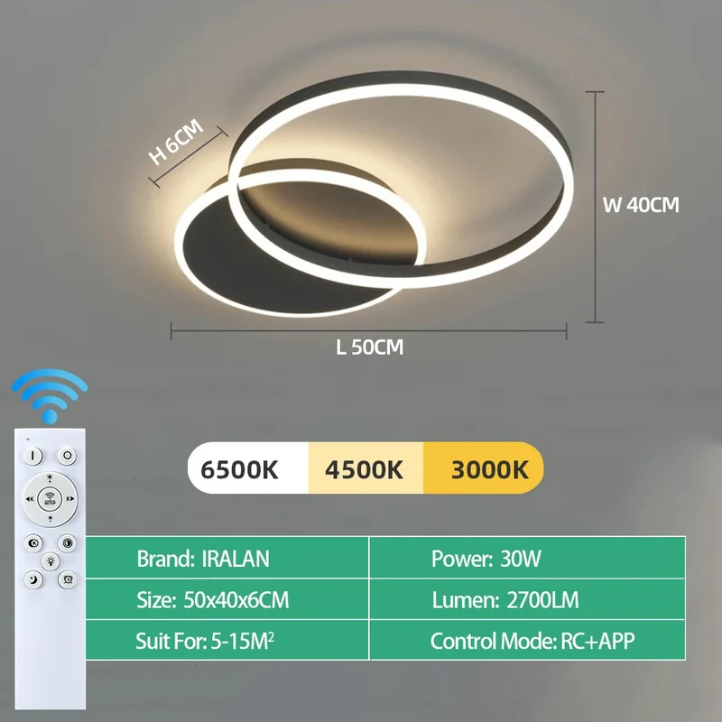 Moderne Dimmbare LED Deckenleuchte für Wohnzimmer und Schlafzimmer