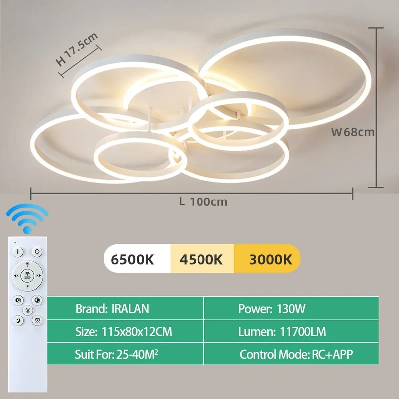 Moderne Dimmbare LED Deckenleuchte für Wohnzimmer und Schlafzimmer