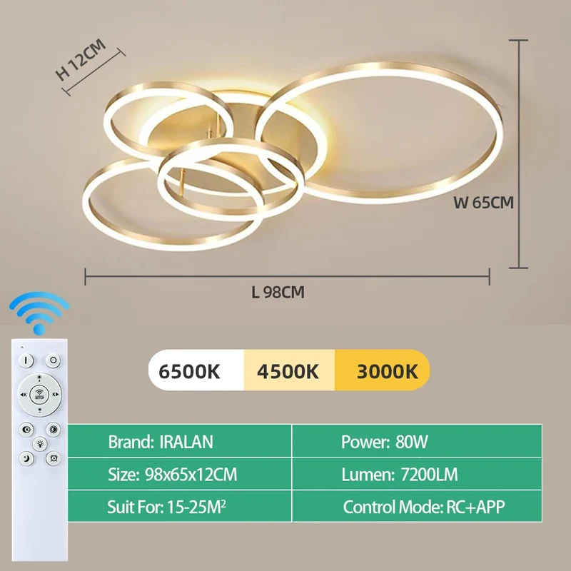 Moderne Dimmbare LED Deckenleuchte für Wohnzimmer und Schlafzimmer