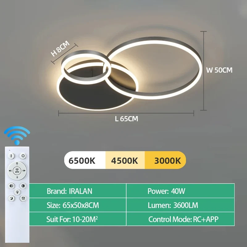 Moderne Dimmbare LED Deckenleuchte für Wohnzimmer und Schlafzimmer