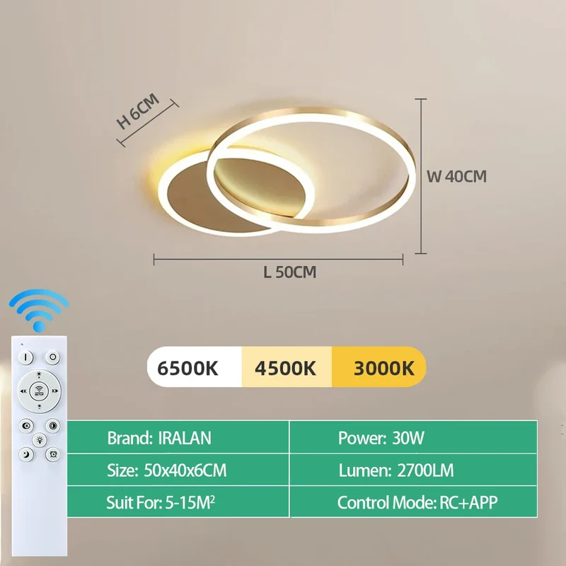 Moderne Dimmbare LED Deckenleuchte für Wohnzimmer und Schlafzimmer