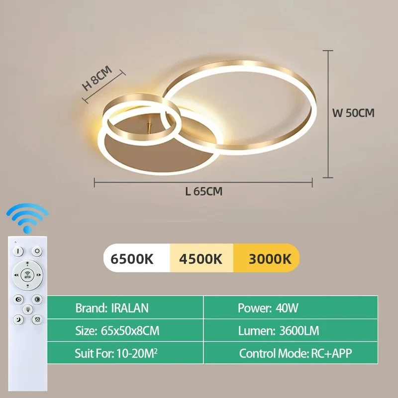Moderne Dimmbare LED Deckenleuchte für Wohnzimmer und Schlafzimmer