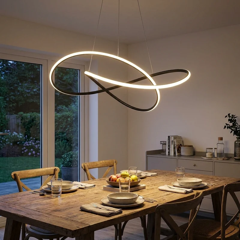 Modernes LED Pendelleuchte Oval für Esszimmer Restaurant und Hotel Lobby
