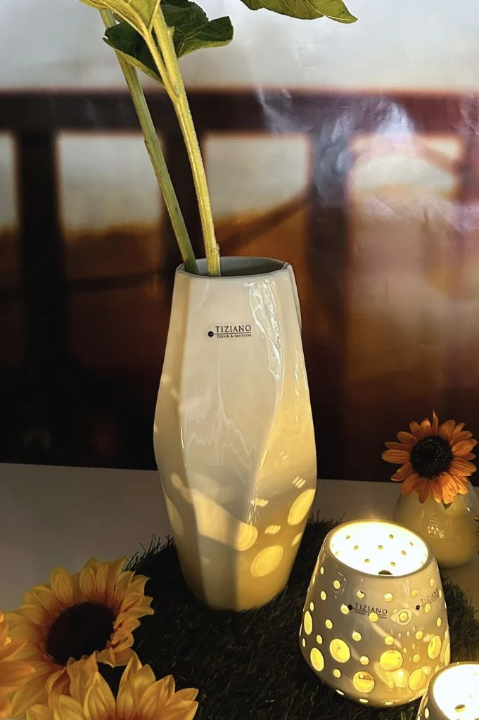 Vase Diolo 31cm creme-weiß