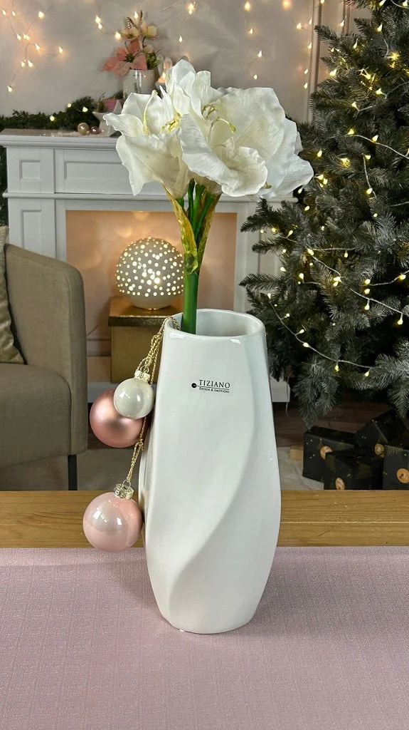Vase Diolo 31cm creme-weiß