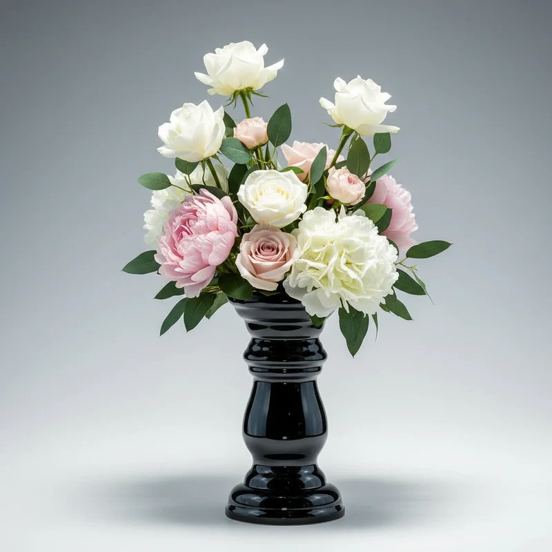 Blumenvase Schwarz & Kerzenhalter für Stumpenkerzen – Wendevase aus Glas – 2-in-1 Design
