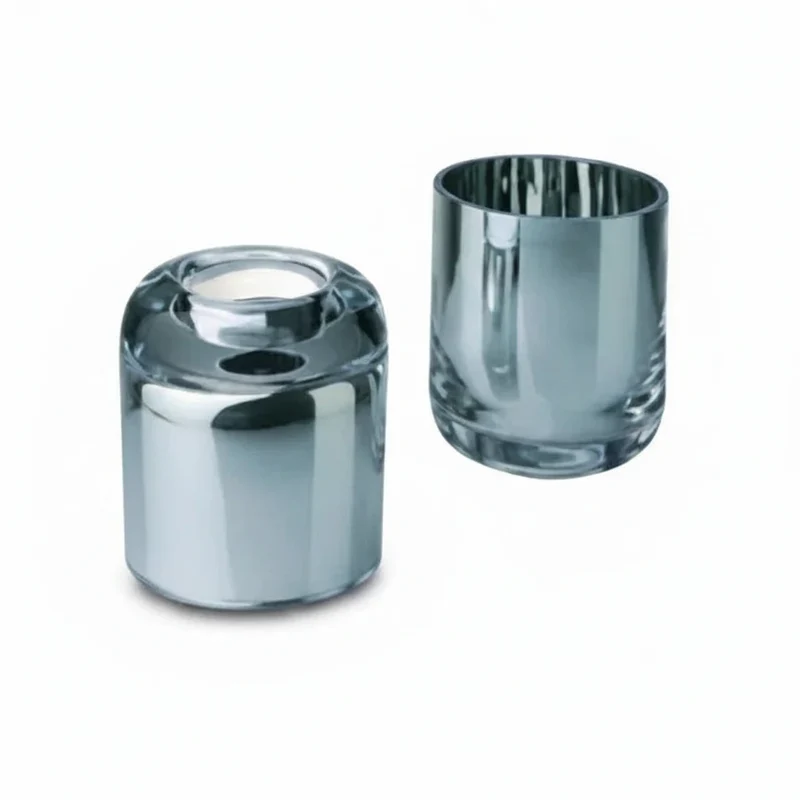 GLAM Dekoglas Teelichthalter Silber – Glas Kerzenleuchter rund
