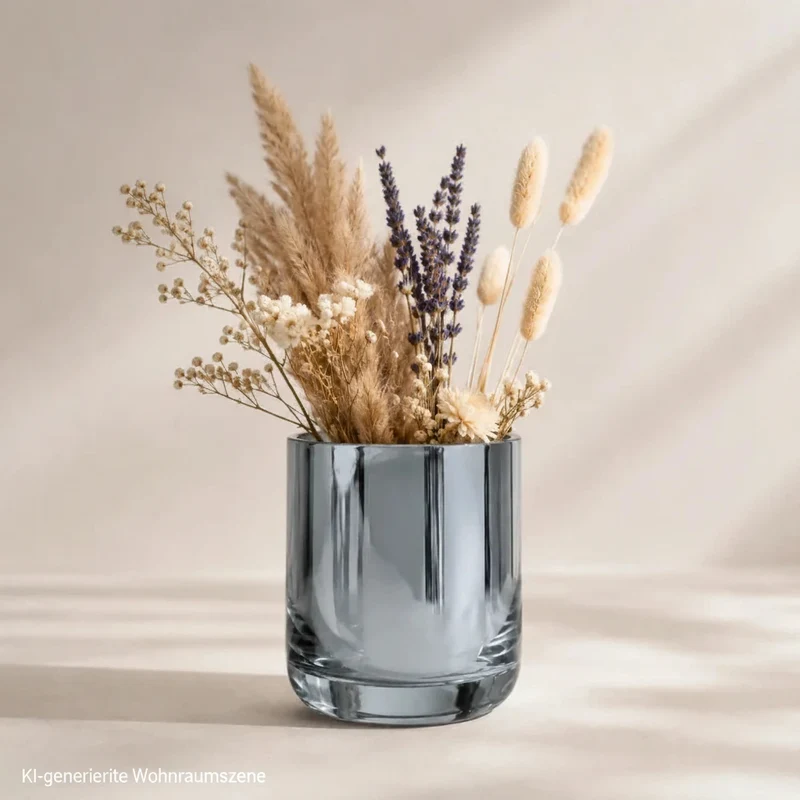 GLAM Dekoglas Teelichthalter Silber – Glas Kerzenleuchter rund