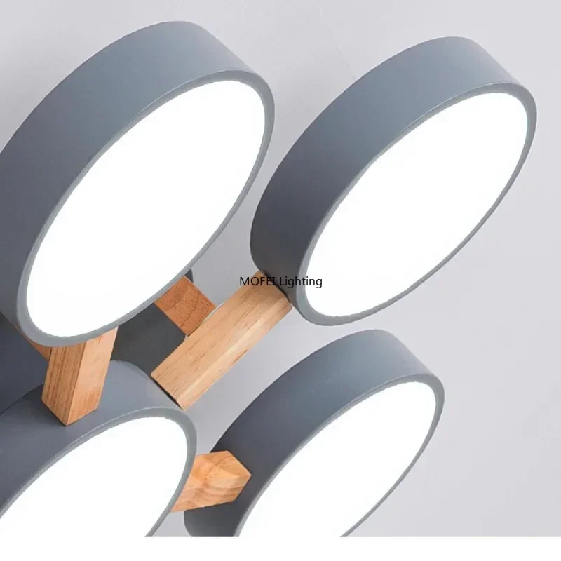 Nordische Holz-Pendelleuchte mit neun LEDs für Küche und Esszimmer