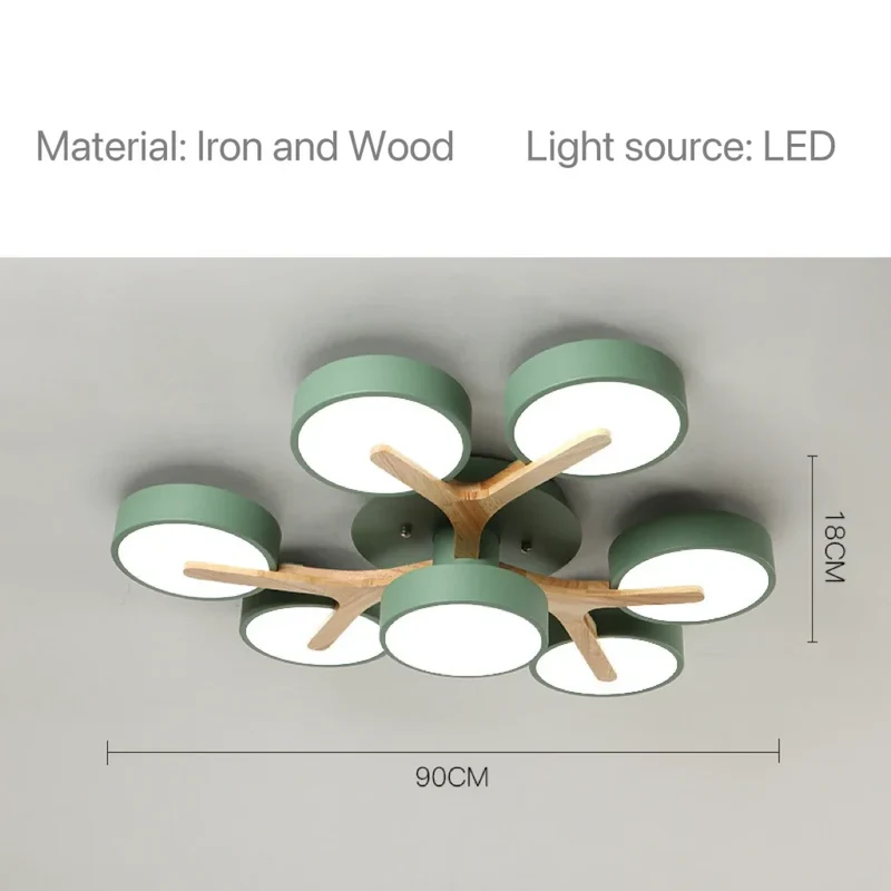 Nordische Holz-Pendelleuchte mit neun LEDs für Küche und Esszimmer