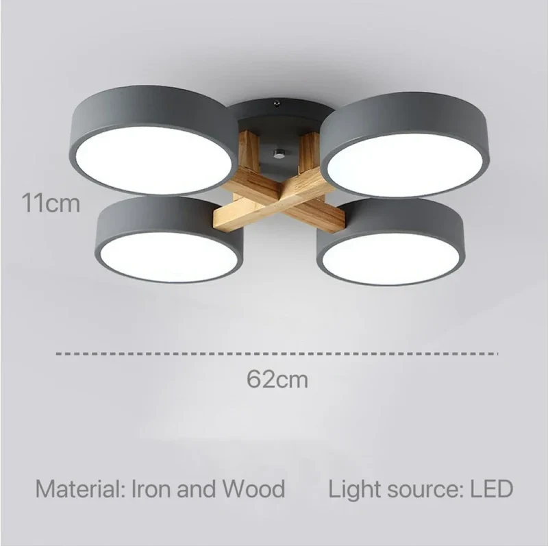Nordische Holz-Pendelleuchte mit neun LEDs für Küche und Esszimmer