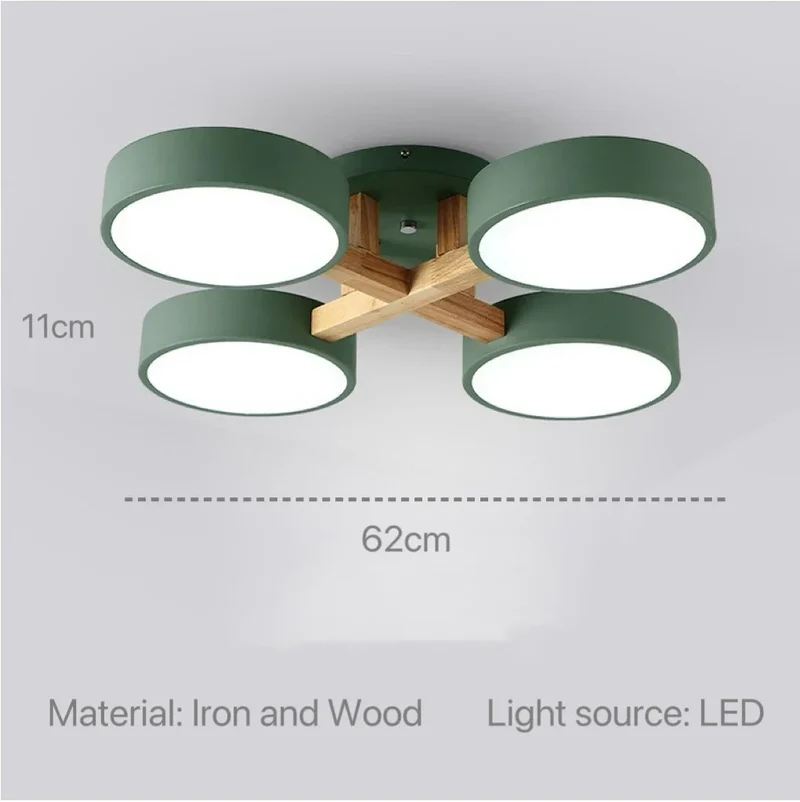 Nordische Holz-Pendelleuchte mit neun LEDs für Küche und Esszimmer