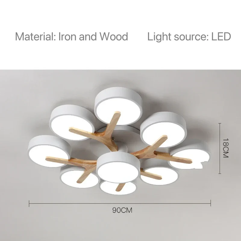 Nordische Holz-Pendelleuchte mit neun LEDs für Küche und Esszimmer