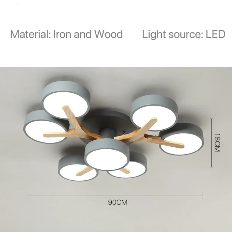 Nordische Holz-Pendelleuchte mit neun LEDs für Küche und Esszimmer