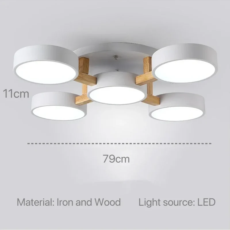 Nordische Holz-Pendelleuchte mit neun LEDs für Küche und Esszimmer