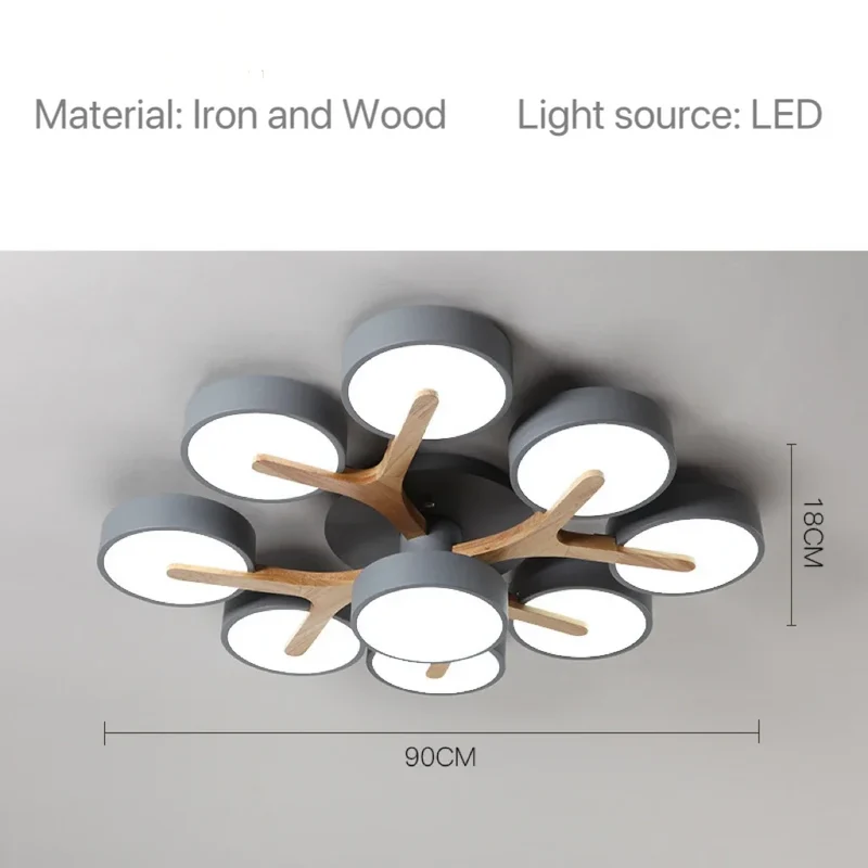 Nordische Holz-Pendelleuchte mit neun LEDs für Küche und Esszimmer