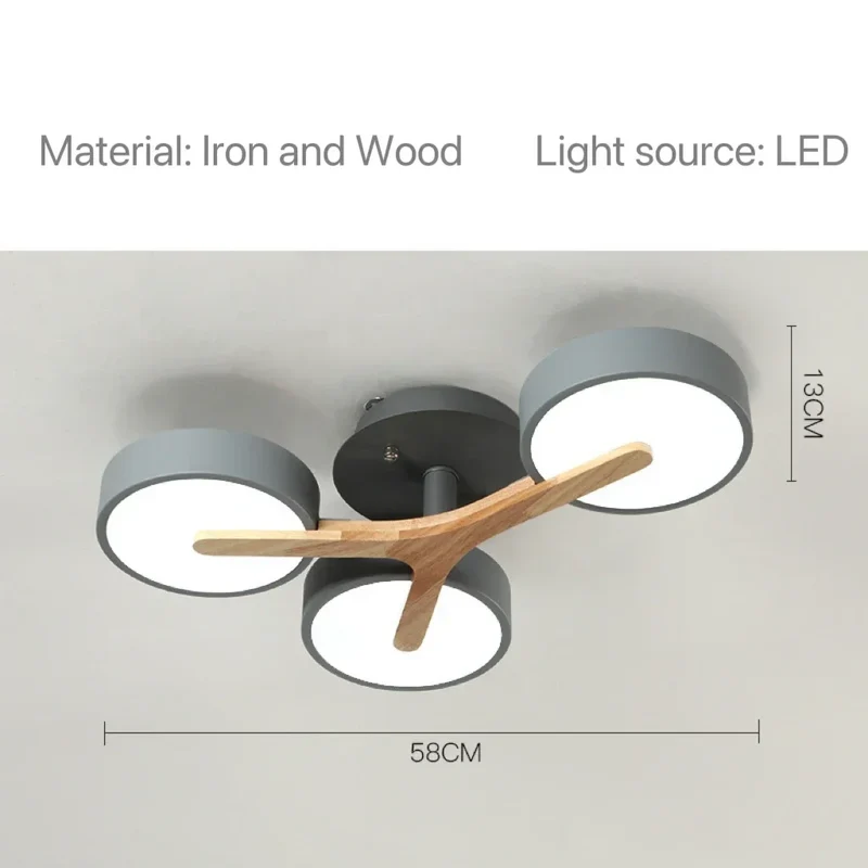 Nordische Holz-Pendelleuchte mit neun LEDs für Küche und Esszimmer