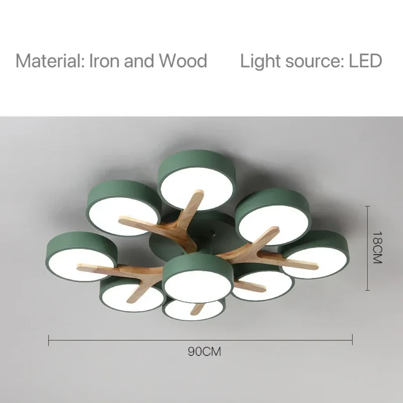 Nordische Holz-Pendelleuchte mit neun LEDs für Küche und Esszimmer