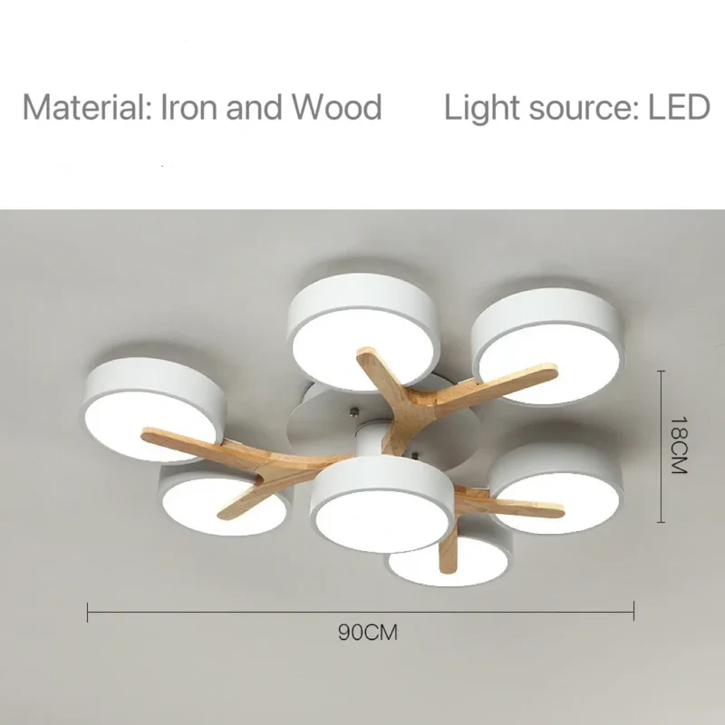 Nordische Holz-Pendelleuchte mit neun LEDs für Küche und Esszimmer