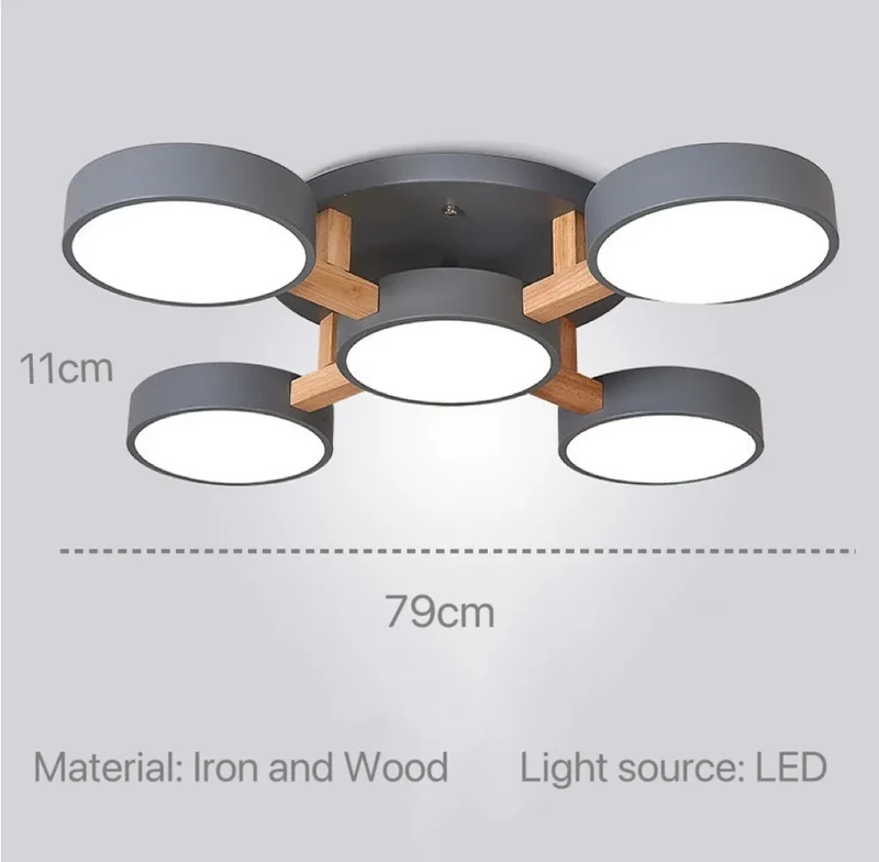 Nordische Holz-Pendelleuchte mit neun LEDs für Küche und Esszimmer