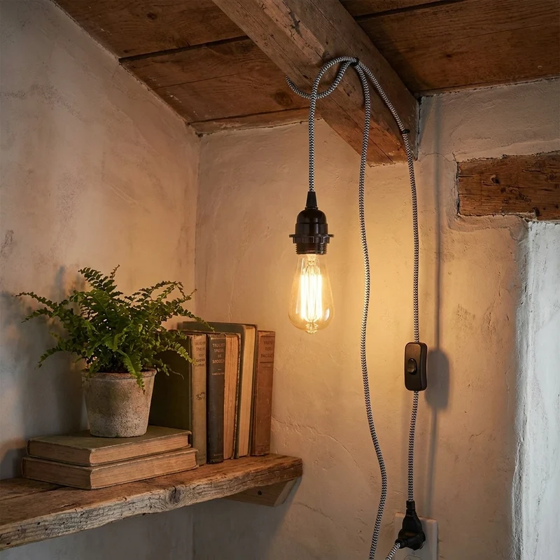 E27 Pendelleuchten-Schnurset mit Schalter für Wand und Hängelampen