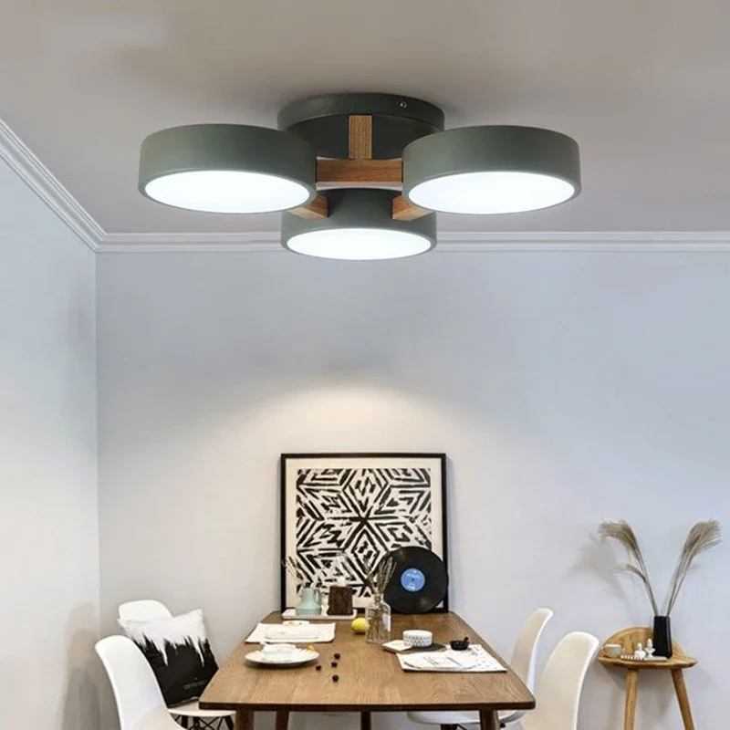 Holz LED Deckenleuchte Nordic für Esszimmer und Wohnzimmer bis 30qm