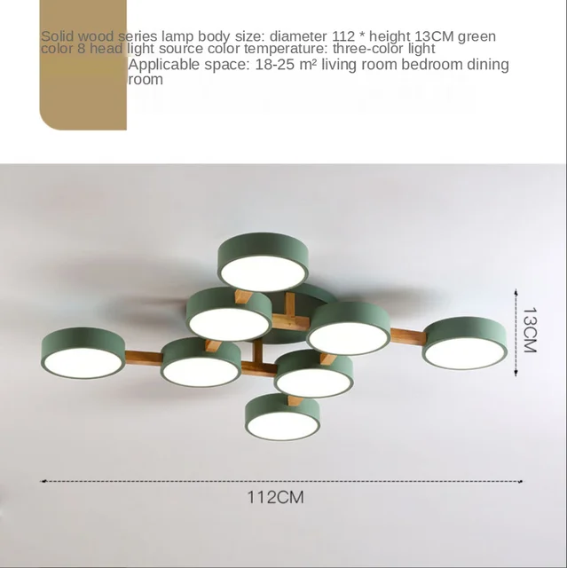 Holz LED Deckenleuchte Nordic für Esszimmer und Wohnzimmer bis 30qm