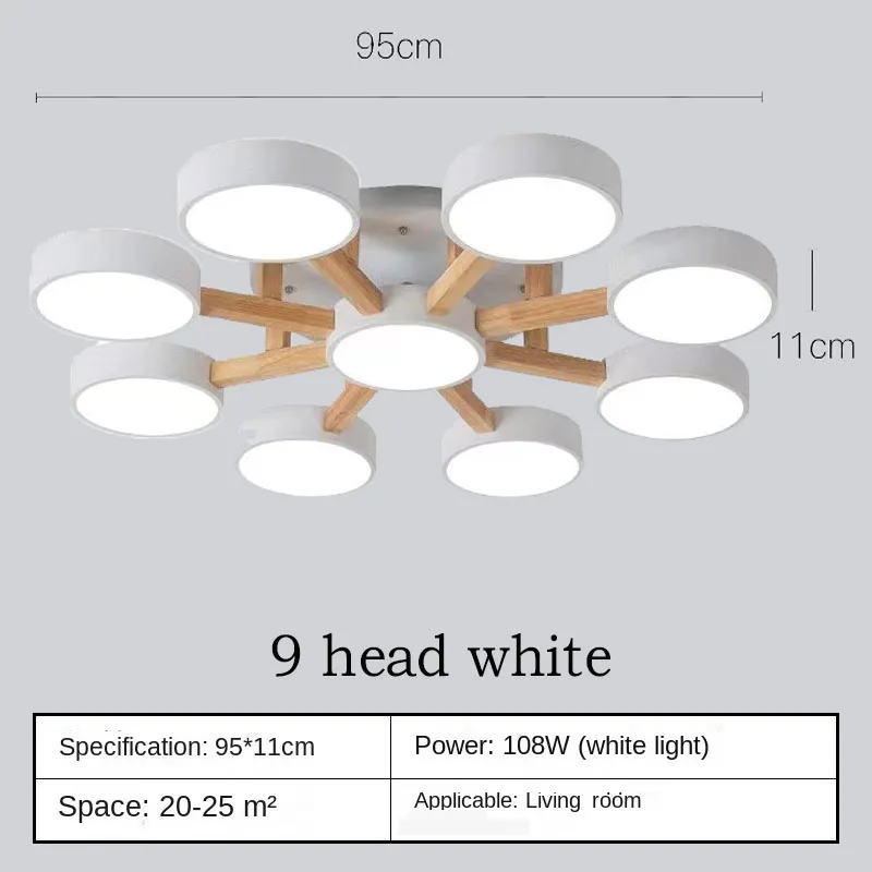 Holz LED Deckenleuchte Nordic für Esszimmer und Wohnzimmer bis 30qm