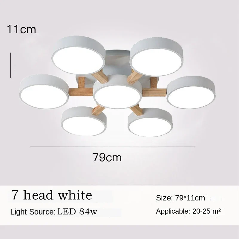 Holz LED Deckenleuchte Nordic für Esszimmer und Wohnzimmer bis 30qm