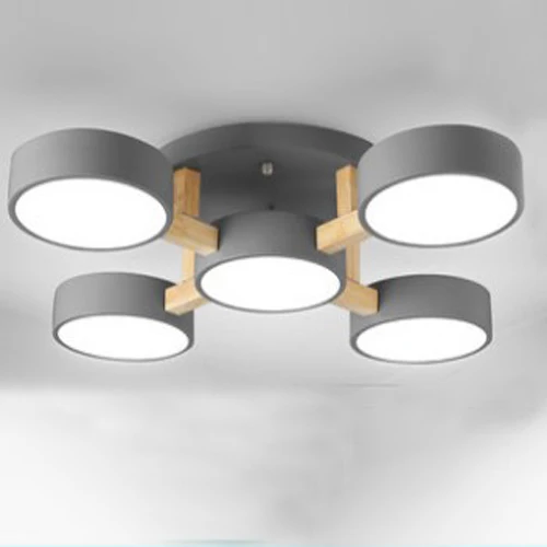 Holz LED Deckenleuchte Nordic für Esszimmer und Wohnzimmer bis 30qm