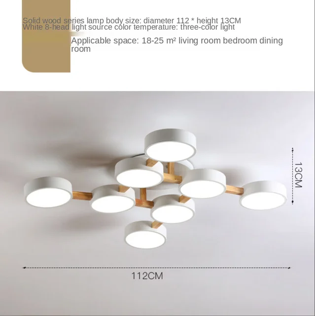 Holz LED Deckenleuchte Nordic für Esszimmer und Wohnzimmer bis 30qm