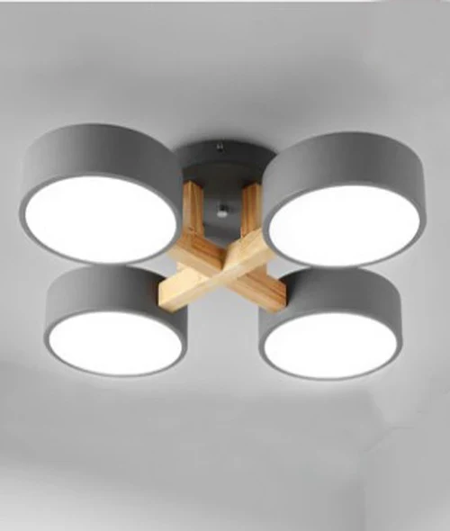 Holz LED Deckenleuchte Nordic für Esszimmer und Wohnzimmer bis 30qm
