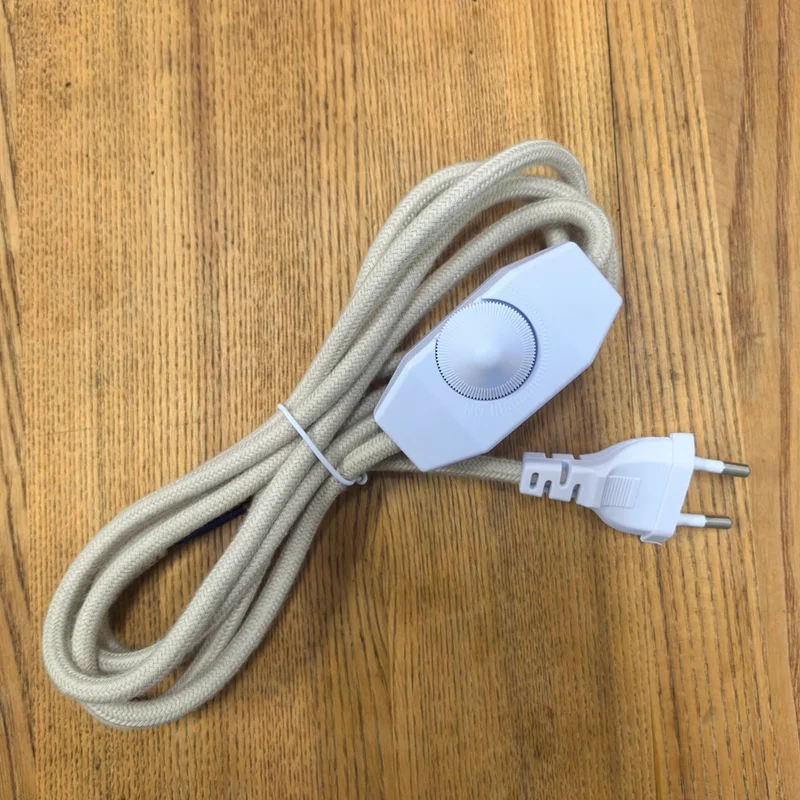 Textilkabel mit E27 Fassung und Dimmschalter für Vintage Lampen und Hängeleuchten