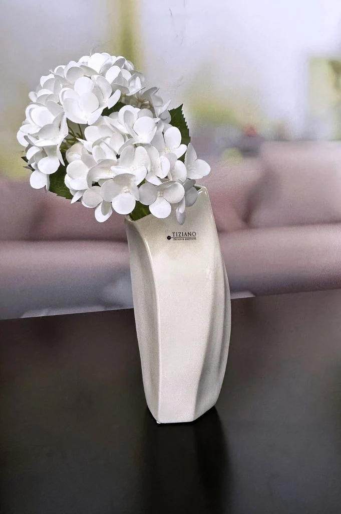 Vase Tabiano 31cm creme-weiß
