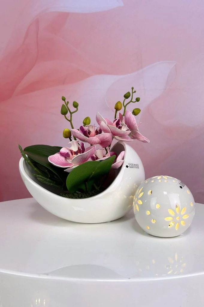 Dekoset Gazo mit Orchidee pink