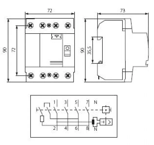 4486 FI Schutzschalter Fehlerstromschutzschalter 4-polig 40/003 | Kanlux S.A