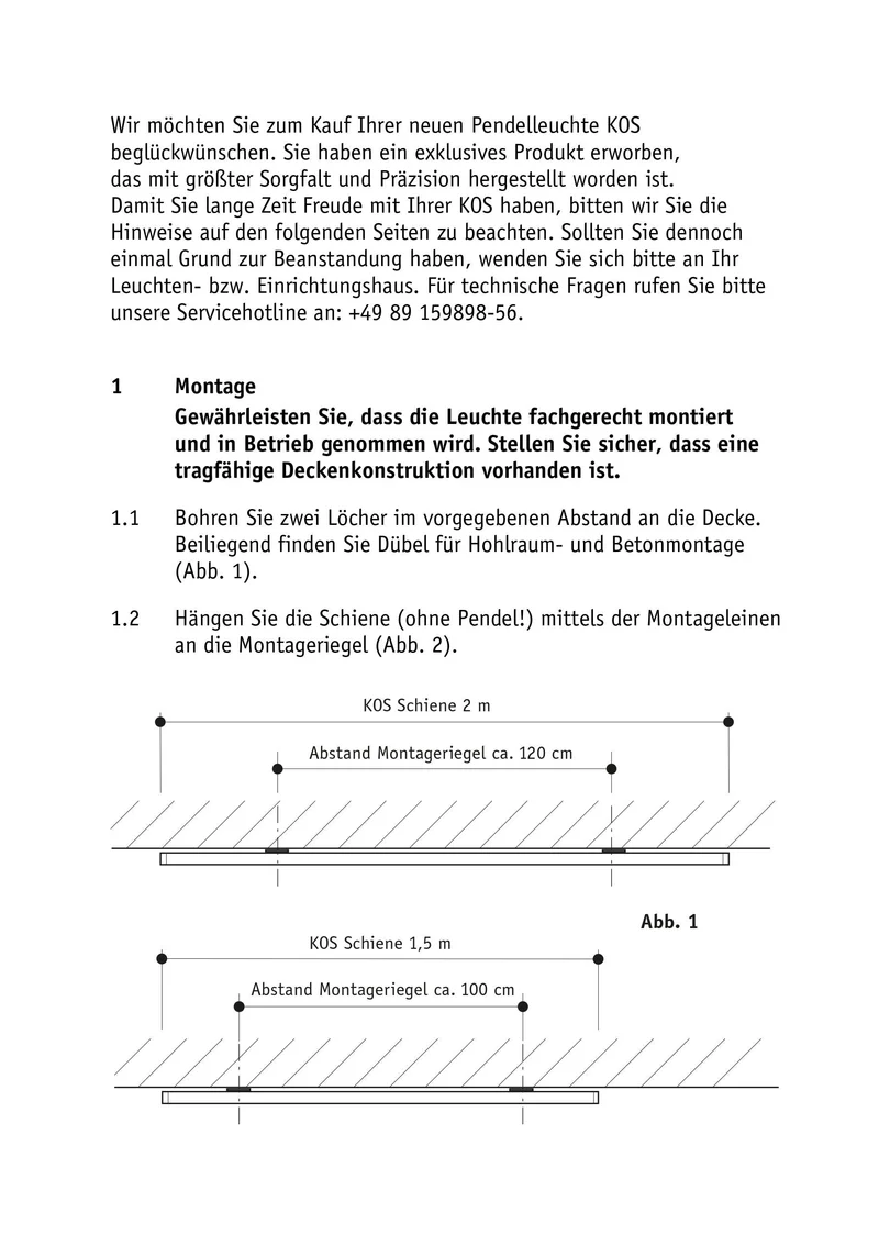 Pendelleuchte KOS Quattro 150cm
