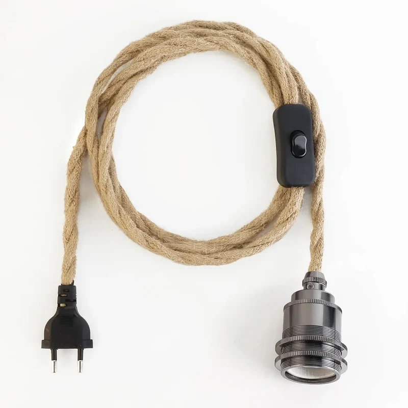 Vintage Hanfseil Pendelleuchte Zuleitung Natürlich für Kreative Loftprojekte