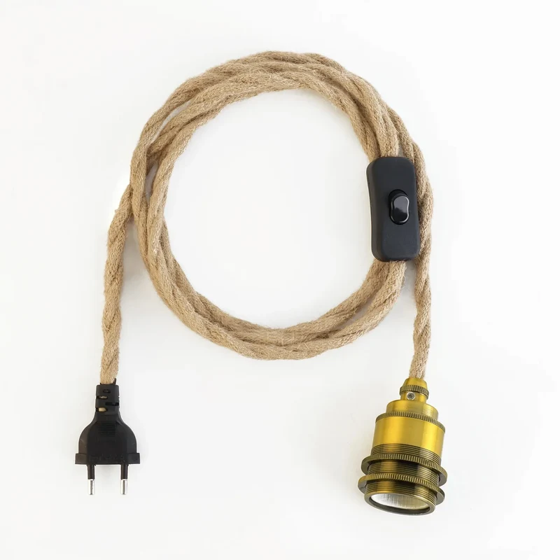 Vintage Hanfseil Pendelleuchte Zuleitung Natürlich für Kreative Loftprojekte