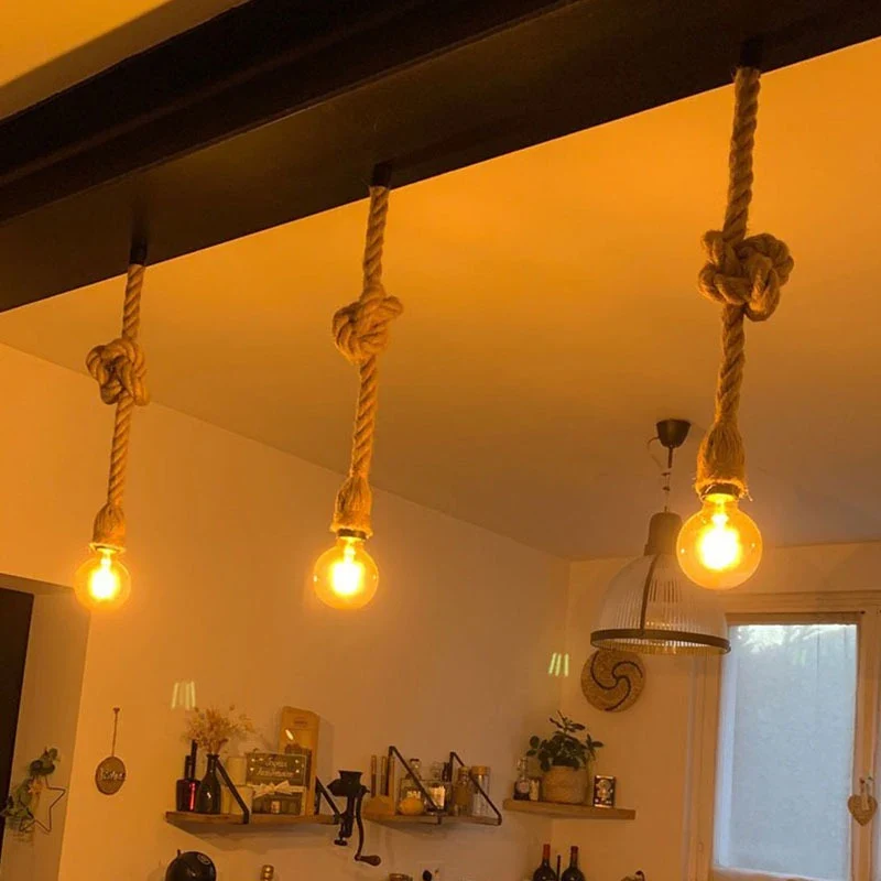 Vintage Hanfseil Pendelleuchte Rustikaler Loft Charme für Esszimmer und Küche